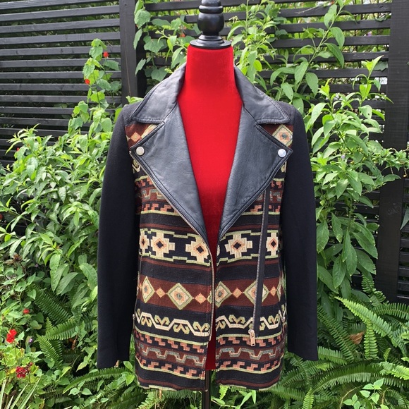 Zara Tapestry Faux Leather Jacket M - Picture 5 of 11